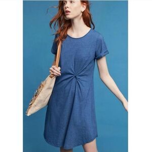 Holding Horses Women's XS Blue Knot Front T-Shirt Dress